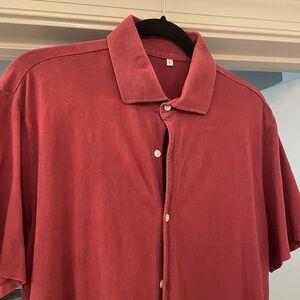 Casual Men's Button Down Shirt in Rich Red
